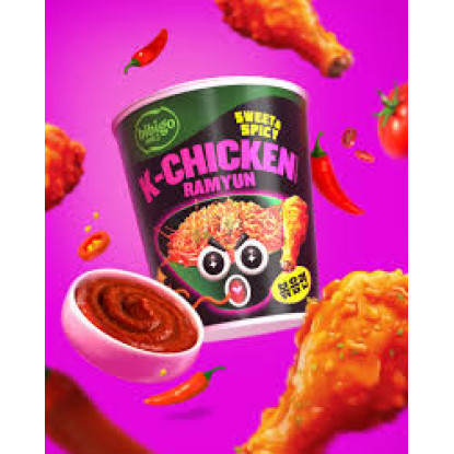 Fideos Instantáneos Secos Bibigo de Pollo Dulce y Picante